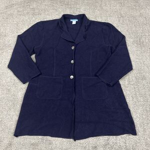 Deane & White Cardigan Sweater Jacket Womens XL Wool Dark Purple Button Front